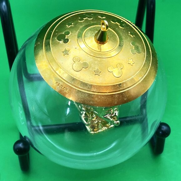 VTG Lenox Disney Mickey Mouse 1997 Gold Plated Sledding Glass Sphere Ornament - Picture 6 of 14